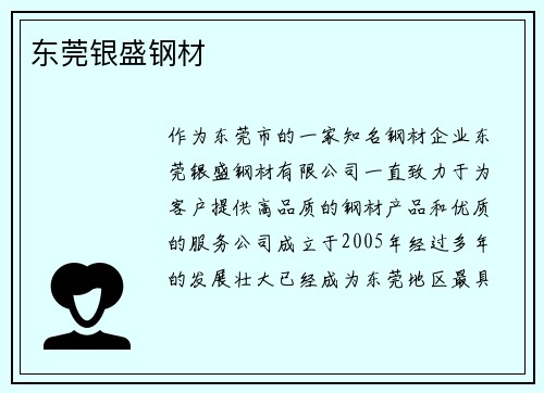 东莞银盛钢材